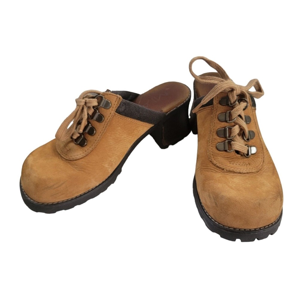 Mia Clog SHADOW Cognac‎ Leather Size 7  Lace Up